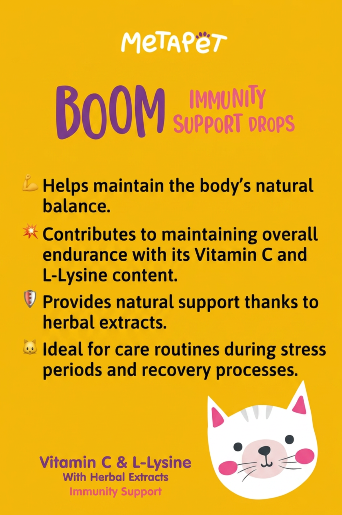 MetaPet Boom Immunity Booster — Immune Support Drops for Cats (1.7 fl oz / 50 ml)