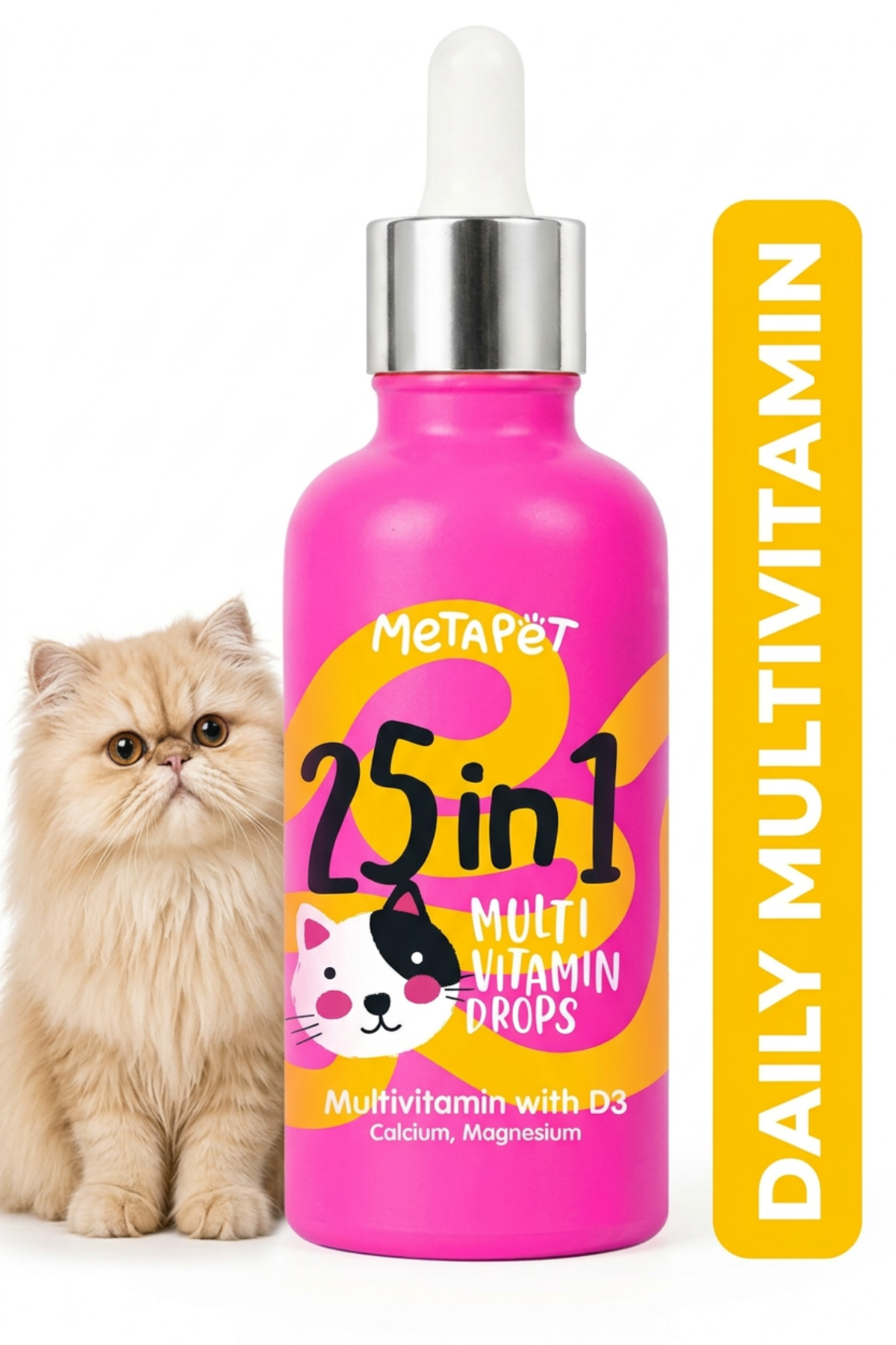 MetaPet 25-in-1 Multivitamin Drops with D3 for Cats (1.7 fl oz / 50 ml)