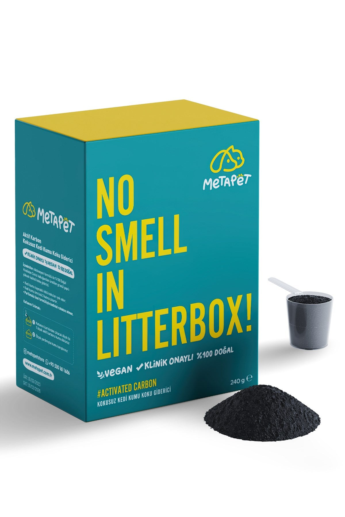MetaPet No Smell in Litterbox activated carbon litter deodorizer, 8.5 oz (240 g) box