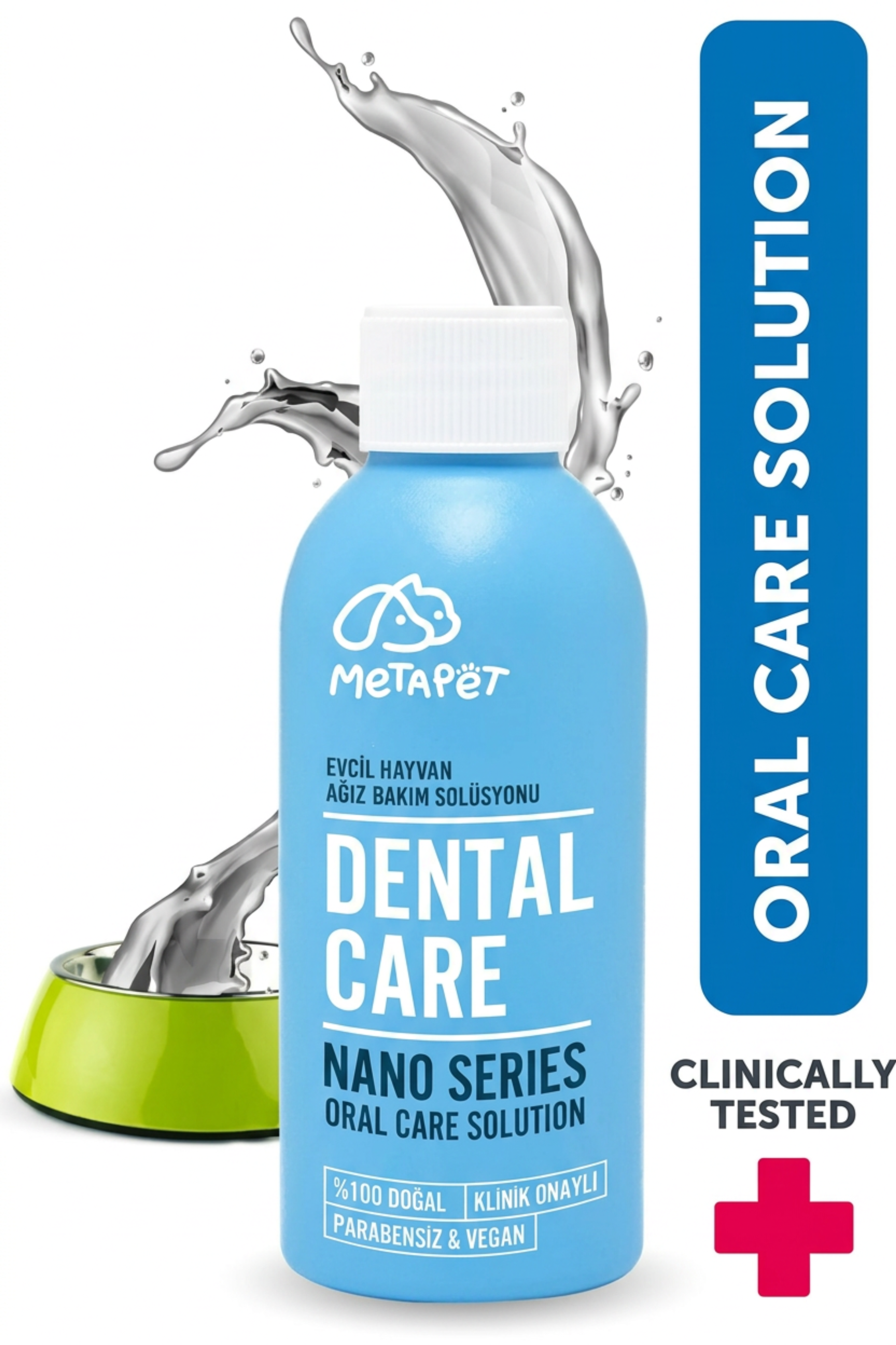 MetaPet Nano Silver dental care mouthwash solution for cats and dogs, 150 ml