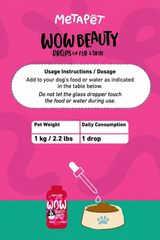 MetaPet Wow Beauty Drops — Fur & Skin Health Vitamin Drops for Dogs (1.7 fl oz / 50 ml)