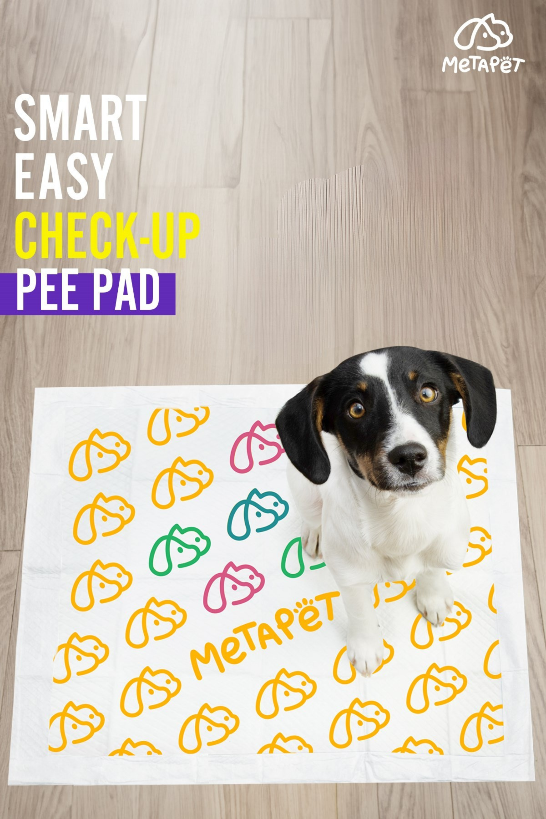 MetaPet Smart Easy Check-Up Pee Pad — Color-Changing Wellness Indicator (2 Pieces, 24×35 in / 60×90 cm)