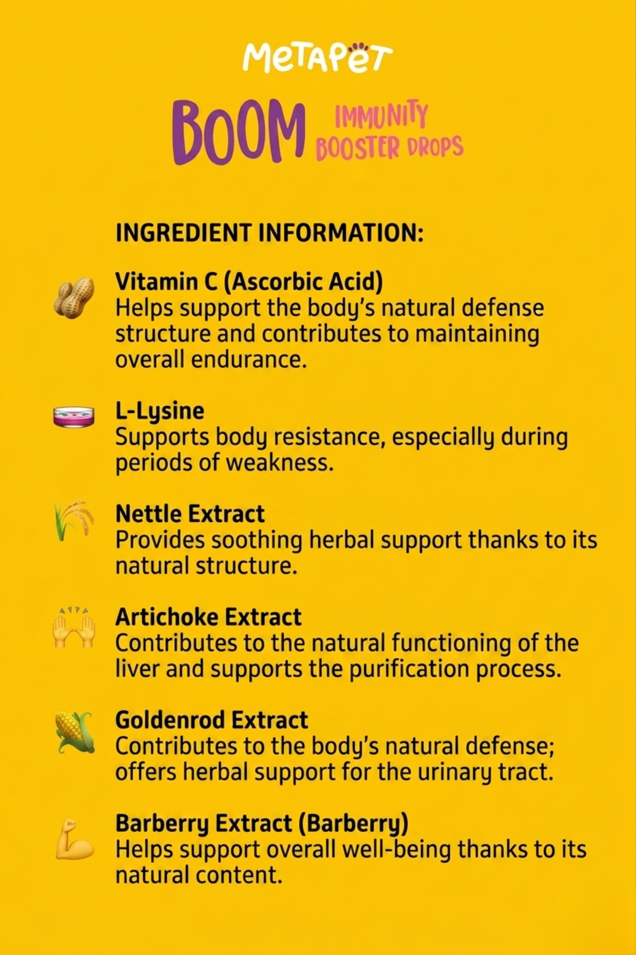 MetaPet Boom Immunity Booster — Immune Support Drops for Cats (1.7 fl oz / 50 ml)