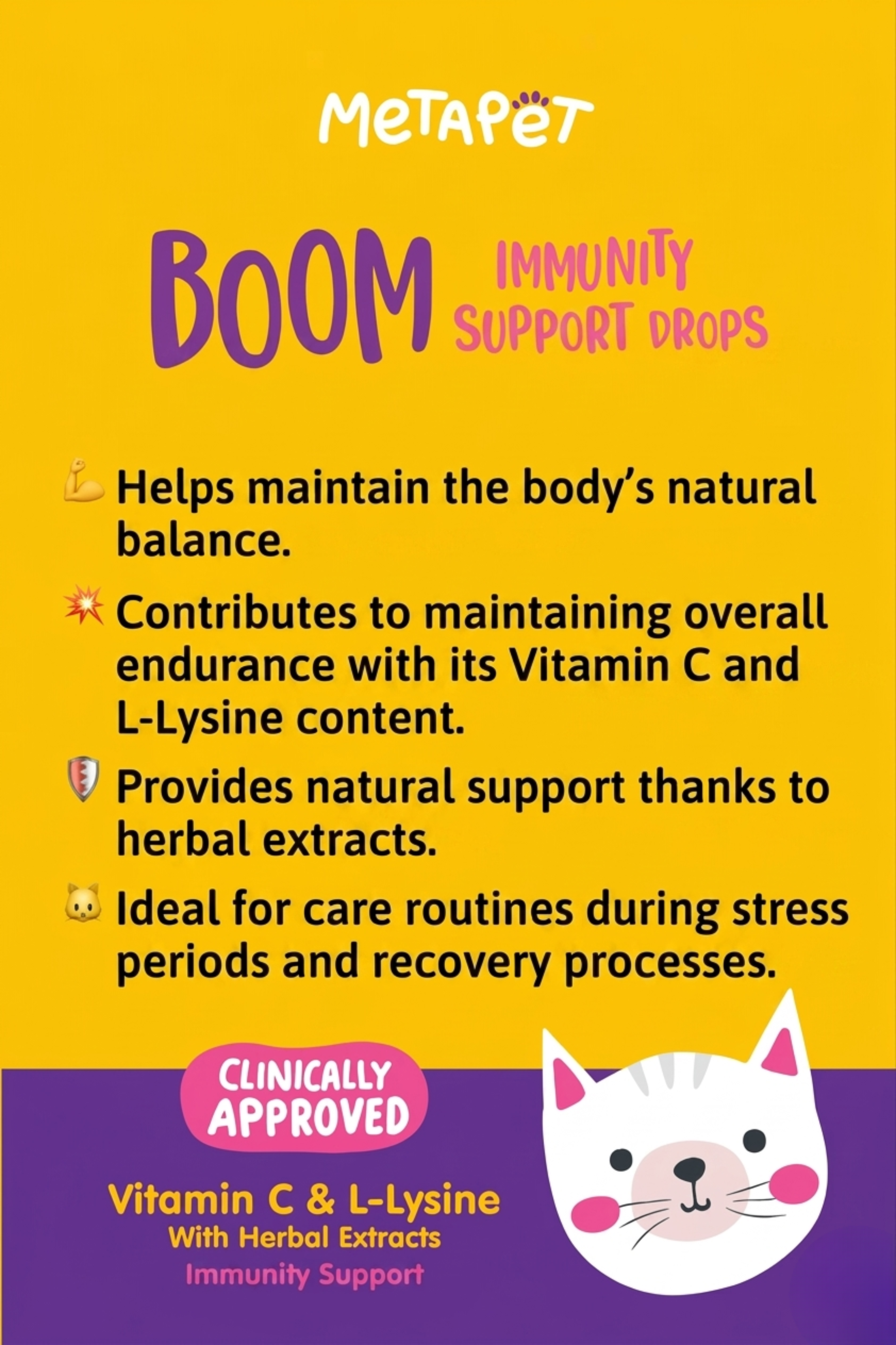 MetaPet Boom Immunity Booster — Immune Support Drops for Cats (1.7 fl oz / 50 ml)