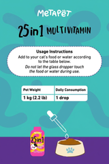 MetaPet 25-in-1 Multivitamin Drops with D3 for Cats (1.7 fl oz / 50 ml)