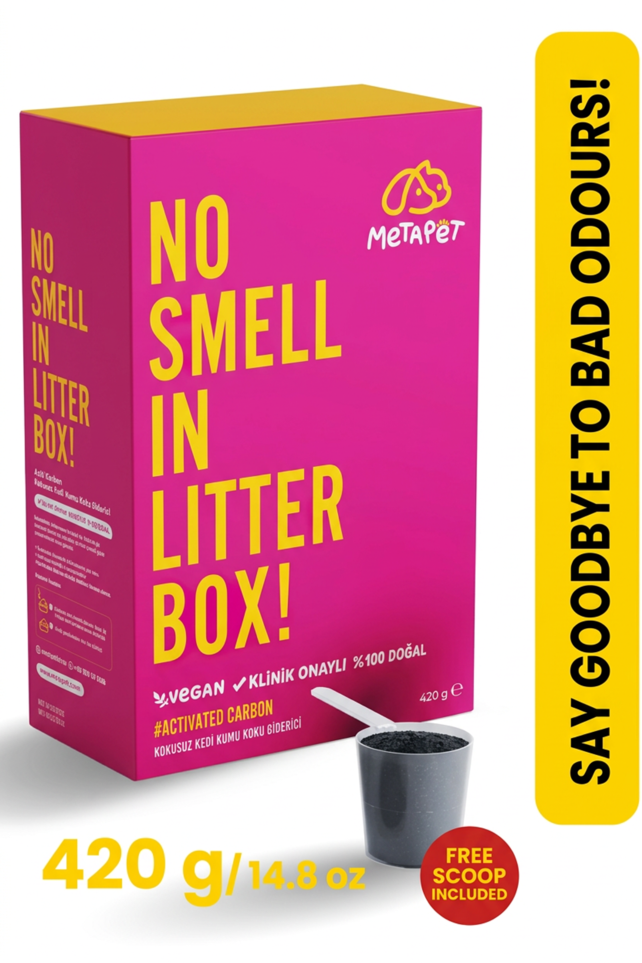 MetaPet activated carbon cat litter deodorizer for odor control
