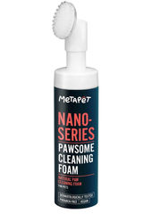 MetaPet Nano Silver Pawsome — Espuma limpiadora de patas con cepillo para gatos y perros (200 ml / 6.8 fl oz)
