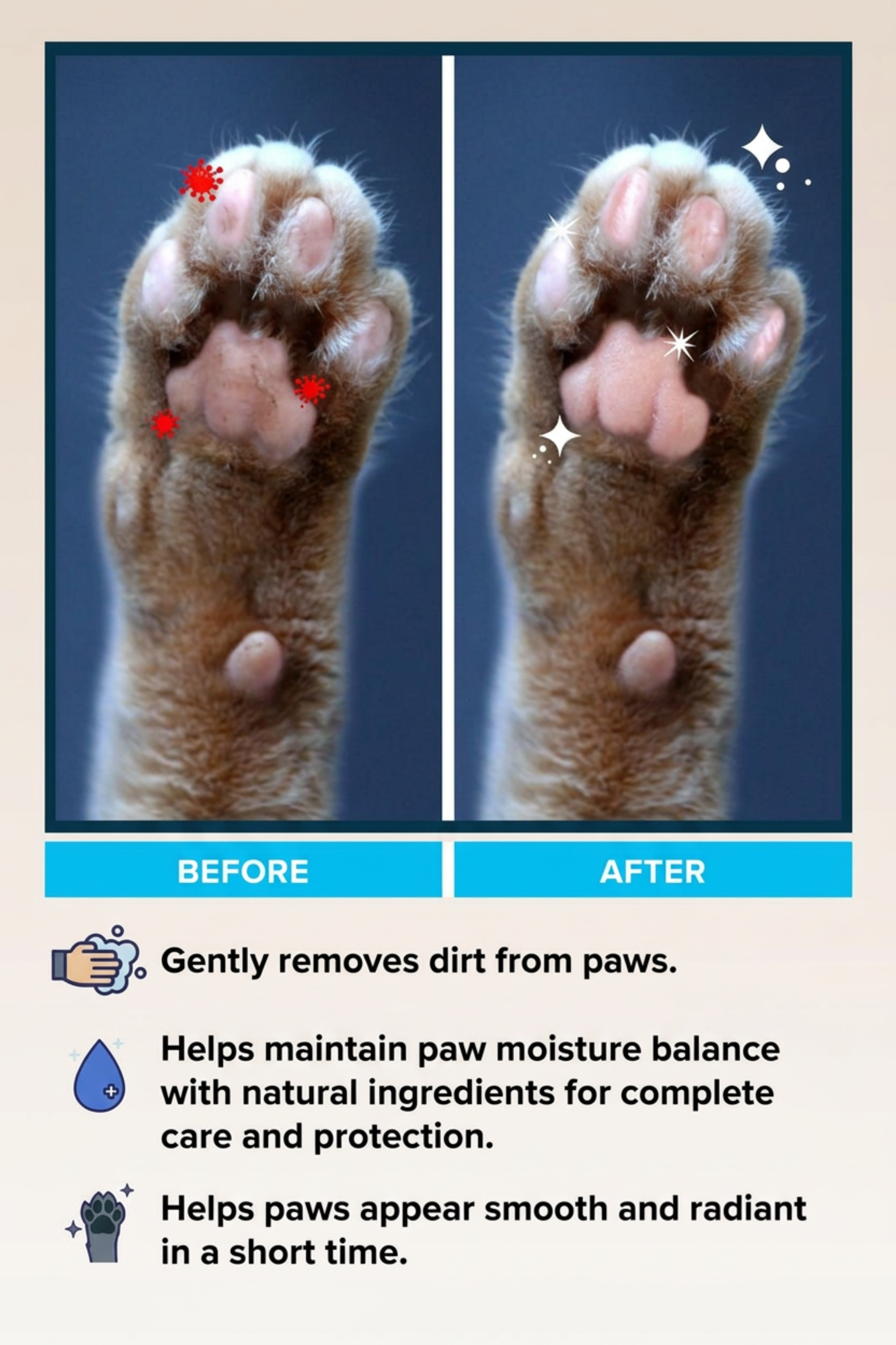 MetaPet Nano Silver Pawsome — Paw Cleaning Foam with Brush for Cats & Dogs (6.8 fl oz / 200 ml)