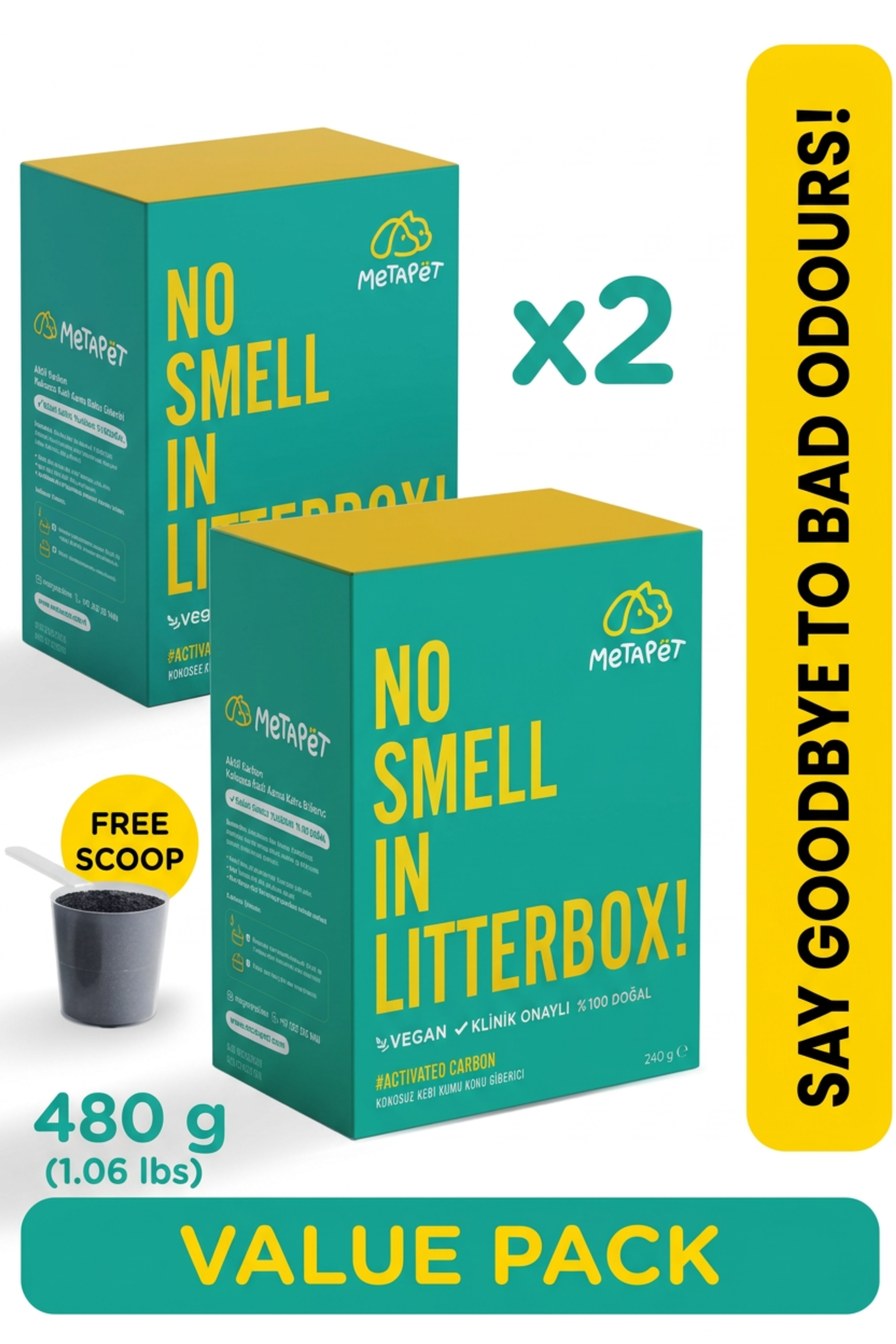 MetaPet No Smell in Litterbox — Activated Carbon Litter Deodorizer
