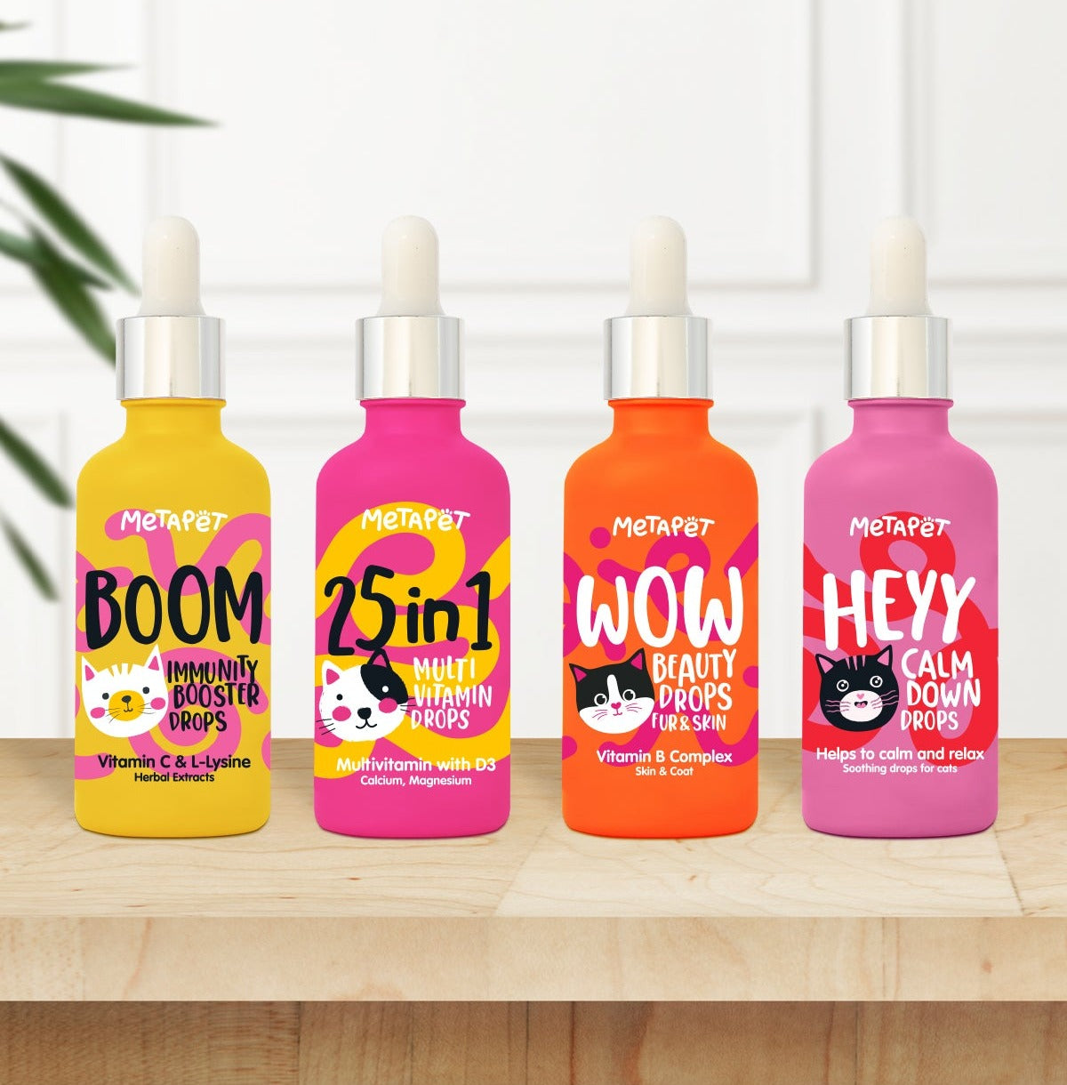 MetaPet drops for cats — Boom, 25in1, Wow, Heyy
